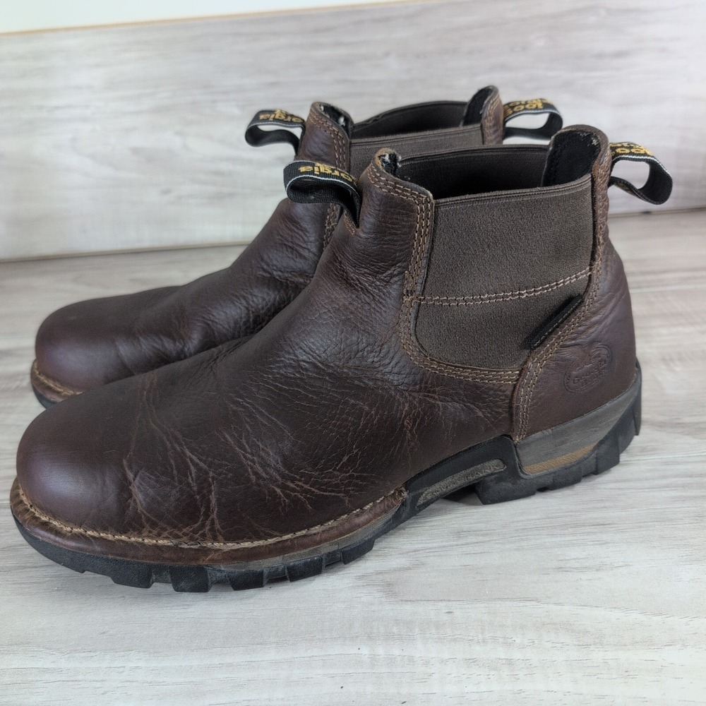 Georgia Boot Brown Pull On Chelsea ASTM F2892-18 EH Boots Men's Size 11.5 M